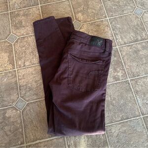 American Eagle Super Stretch Dark Purple Sateen Jeggings | 2 Regular | Soft